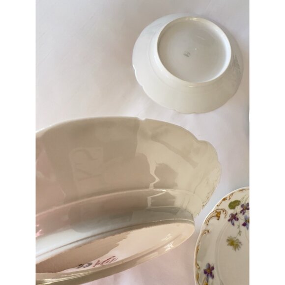 ANTIQUE Set 6 HAVILAND LIMOGES Salad plates Sch 453D Violets Daisy Handpainted - Picture 11 of 16